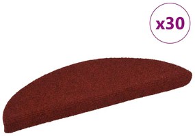 vidaXL Covorașe scări autoadezive, 30 buc., 56x17x3 cm, roșu bordeaux, semirotunde