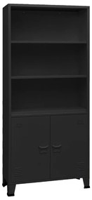 339631 vidaXL Bibliotecă tip industrial, negru, 80x32x180 cm, oțel