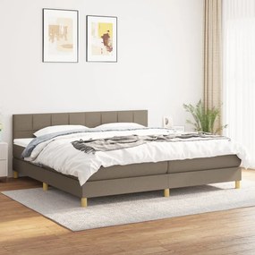 3140645 vidaXL Pat box spring cu saltea, gri taupe, 200x200 cm, textil