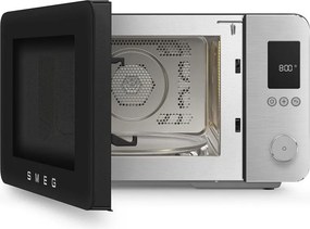 Cuptor cu microunde combinat cu aer cald SMEG Collezione MOC02BLMEU, 900 W, 27 l, 25 de programe, închidere lină, setări personalizate, negru mat