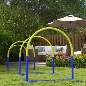 PawHut Echipament de Agilitate pentru Câini, Set Portabil din 4 Piese pentru Antrenament, 95x88x64 cm, Albastru | Aosom Romania