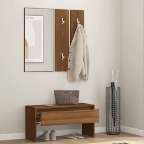 Set de mobilier pentru hol, stejar maro, lemn prelucrat