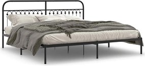 vidaXL Cadru de pat metalic cu tăblie, negru, 200x200 cm