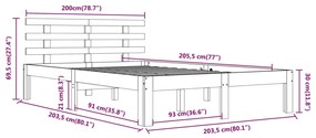 Cadru de pat, alb, 200x200 cm, lemn masiv de pin Alb, 200 x 200 cm