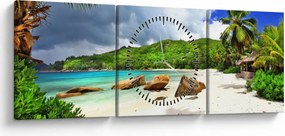 Tablou - Takamaka, Seychelles (cu ceas) (90x30 cm)