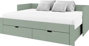 Patul extensibil, verde-gri, 90/180x200, ANTONY