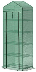 Outsunny Seră de grădină balcon raft seră 5 nivele 0,69 x 0,49 x 1,93 m oțel folie detasabilă PE verde | Aosom Romania