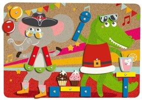 SET PARTY CU CIOCAN SI CUIE, PENTRU COPII, 38 PIESE DIN LEMN, 16 FORME IMPRIMATE SI ACCESORII - LENA (LE65835)