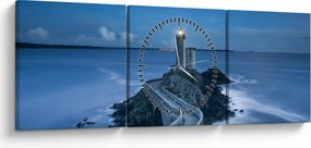 Tablou cu far și marea (cu ceas) (90x30 cm)