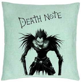 Perna Decorativa cu Deathnote, 40x40 cm, Verde Menta, Husa Detasabila, Burduf