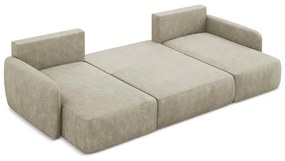 Colțar bej extensibil/cu spațiu de depozitare cu tapițerie din chenille (în formă de "U") Lilo – Makamii