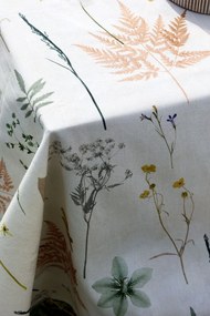 Fata de masa alba, din bumbac, model floral, 240x140cm, Aix