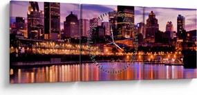 Tablou orașului nocturn (cu ceas) (90x30 cm)
