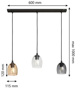 Lustră pe cablu BRILLANT 3xE27/15W/230V bej/transparentă/gri