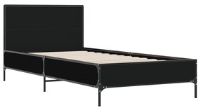845562 vidaXL Cadru de pat, negru, 90x190 cm, lemn prelucrat și metal