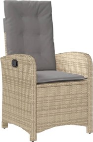 vidaXL Scaun de grădină rabatabil cu perne, bej combinat, poliratan