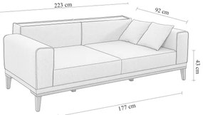 Canapea 2 locuri DOTY, gri închis