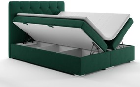 Pat matrimonial Boxspring 180 cm Ronda (verde închis) (cu sp. depozitare). 1020367