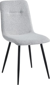 Scaun DOT, gri deschis/negru, stofa buclata/metal, 45x57x89 cm