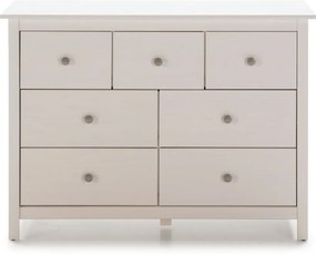 Comodă albă joasă din lemn de pin 110x80 cm Berna – Marckeric