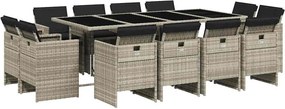 vidaXL Set mobilier de grădină cu perne 13 piese gri deschis poliratan