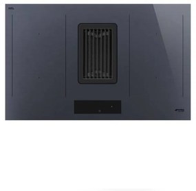 Plita incorporabila cu inductie si hota integrata Smeg HOBD182DG, 80 cm latime, negru