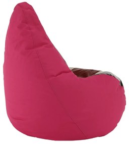 Fotoliu tip sac, roşu/piele ecologică albă, FRESNO