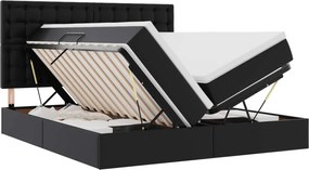 vidaXL Pat cu saltea și spațiu de depozitare Negru 200 x 200 cm