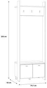 Cuier Ryloth Stejar Catania Si Alb, 74.1 Cm