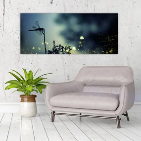 Tablou - Libelula în noaptea strălucitoare (120x50 cm)