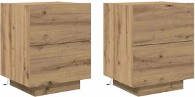 vidaXL Dulap de noapte 2 pcs Stejar Artizanal 45 x 40 x 55 cm