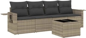 vidaXL Set canapele de grădină cu perne, 5 piese gri deschis poliratan