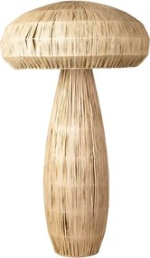 Lampă de masă din rafie natur, formă de ciupercă, cu structură din metal, finisaj natural, 87×52 cm, „Mushroom"