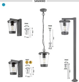 Aplica de perete cu senzor de miscare pentru iluminat exterior design modern IP44 Savano antracit