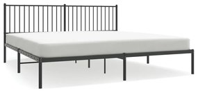 350871 vidaXL Cadru de pat metalic cu tăblie, negru, 200x200 cm