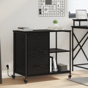 vidaXL Cabinet cu Stație de Încărcare Stejar Negru 76 x 41 x 72 cm