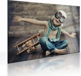 Tablou pe sticlă - Tânăr aviator (70x50 cm)