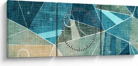 Tablou - Abstract turcoaz (cu ceas) (90x30 cm)