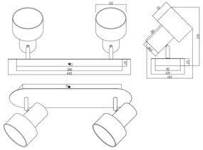 Spot WAILER 2xGU10/5W/230V negru Trio