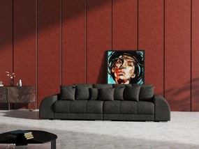 Canapea extensibilă dumonde cu 2 lăzi de depozitare si sezut confortabil din spuma high-density, Verona Enjoy Black 310x100 cm