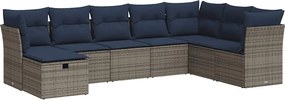 vidaXL Set canapele de grădină cu perne, 8 piese, gri, poliratan