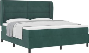 vidaXL Pat cu arcuri cu saltea Verde închis 200 x 180 cm Catifea
