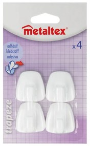 Set 4 cârlige autoadezive din plastic Metaltex John, alb