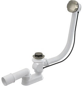 Sifon cada baie automat cu ventil metalic nichel mat periat si preaplin Alcadrain A55K-N-B Nichel mat periat