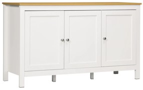 HOMCOM Bufet mobilier de depozitare cu 3 uși 2 rafturi reglabile aspect de lemn deschis 120 x 40 x 70 cm alb | Aosom Romania