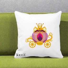 Perna Decorativa Trasura Regala Aurie, 40x40 cm, Alba Mata, Husa Detasabila, Perna Inclusa, BEKZ®