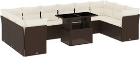 vidaXL Set canapele de grădină cu perne, 11 piese, maro, poliratan