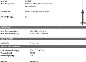 Suport lumanare design LUX Conti, bronz 114083 HZ