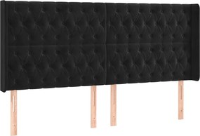 vidaXL Tăblie de pat cu aripioare, negru, 183x16x118/128 cm, catifea
