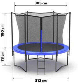 Trambulina de gradina cu plasa de siguranta si scara Culoare albastra, BARS 305 cm